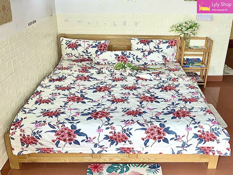 Bộ drap giường cotton họa tiết hoa đẹp tại Lyly Shop với giá tốt | Mẫu 3