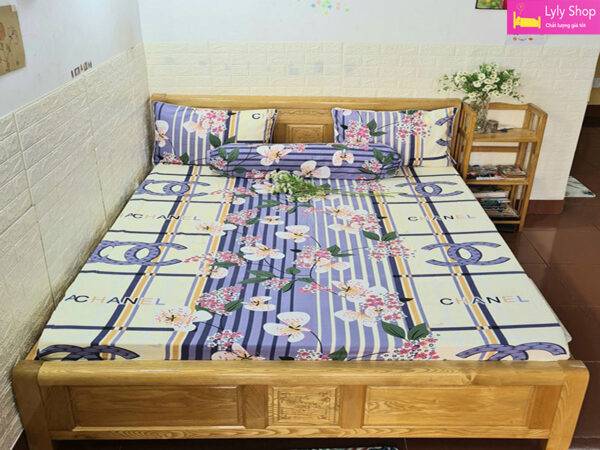 Bộ drap giường cotton họa tiết hoa đẹp tại Lyly Shop với giá tốt | Mẫu 6