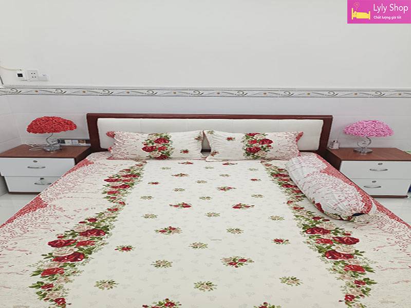 Bộ drap giường hàn quốc hoa tiết hoa đẹp tại Lyly Shop mẫu 3