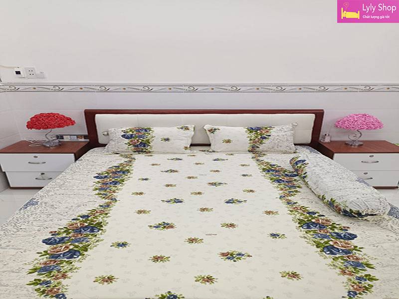 Bộ drap giường hàn quốc hoa tiết hoa đẹp tại Lyly Shop mẫu 5