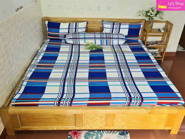 Bộ ga giường kẻ karo đẹp với chất liệu cotton tại Lyly Shop | Mẫu 3