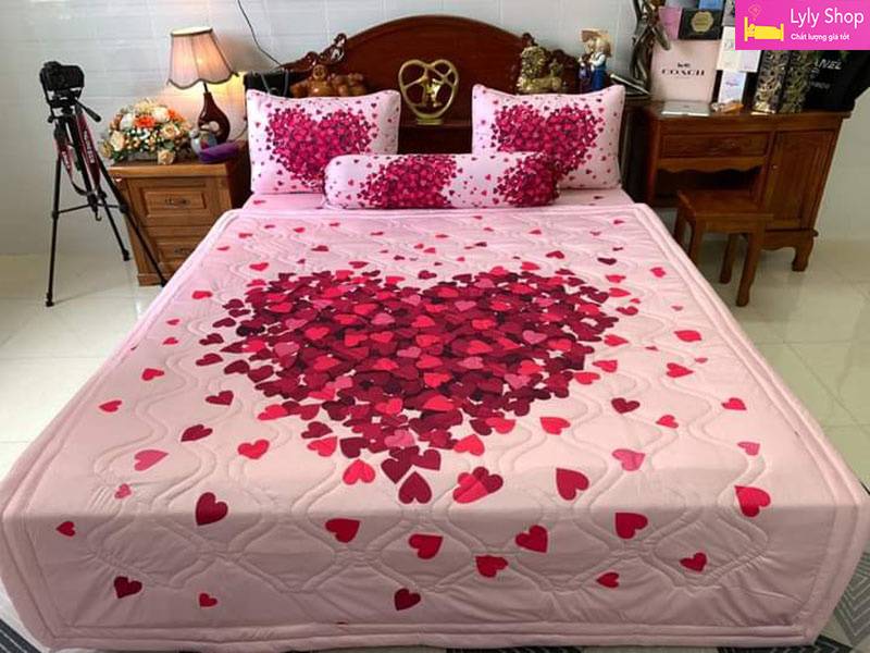 Bộ ga giường màu hồng chất lượng cao tại Lyly Shop | Mẫu 10