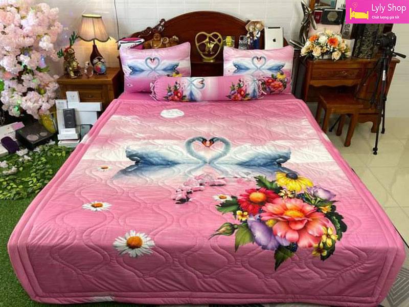 Bộ ga giường màu hồng chất lượng cao tại Lyly Shop | Mẫu 11