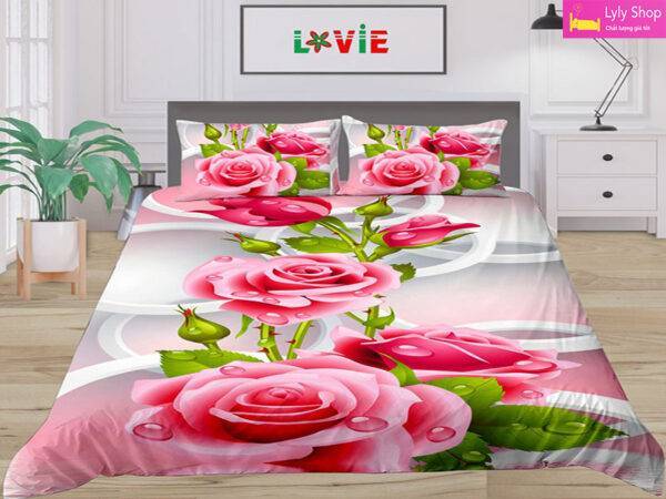 Bộ ga giường màu hồng chất lượng cao tại Lyly Shop | Mẫu 4
