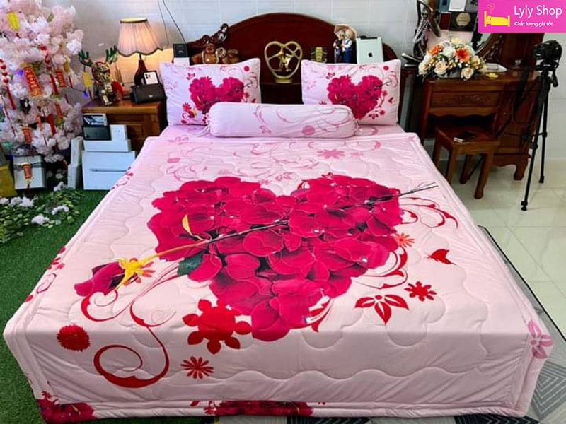 Bộ ga giường màu hồng chất lượng cao tại Lyly Shop | Mẫu 8