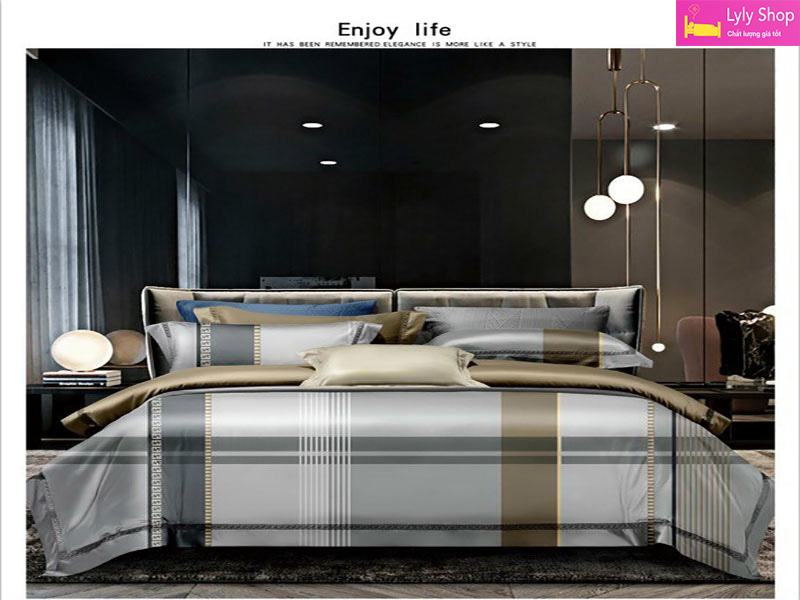 bộ ga giường lụa cao cấp giá tốt bằng chất vải Tencel tại Lyly Shop mẫu 10