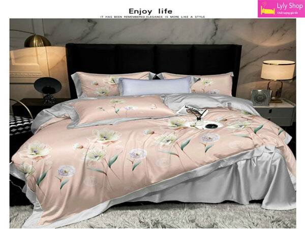 bộ ga giường lụa cao cấp giá tốt bằng chất vải Tencel tại Lyly Shop mẫu 7