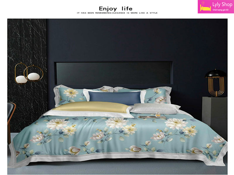 bộ ga giường lụa cao cấp giá tốt bằng chất vải Tencel tại Lyly Shop mẫu 9